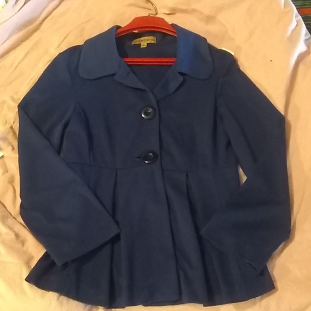 Navy blue lined jacket.